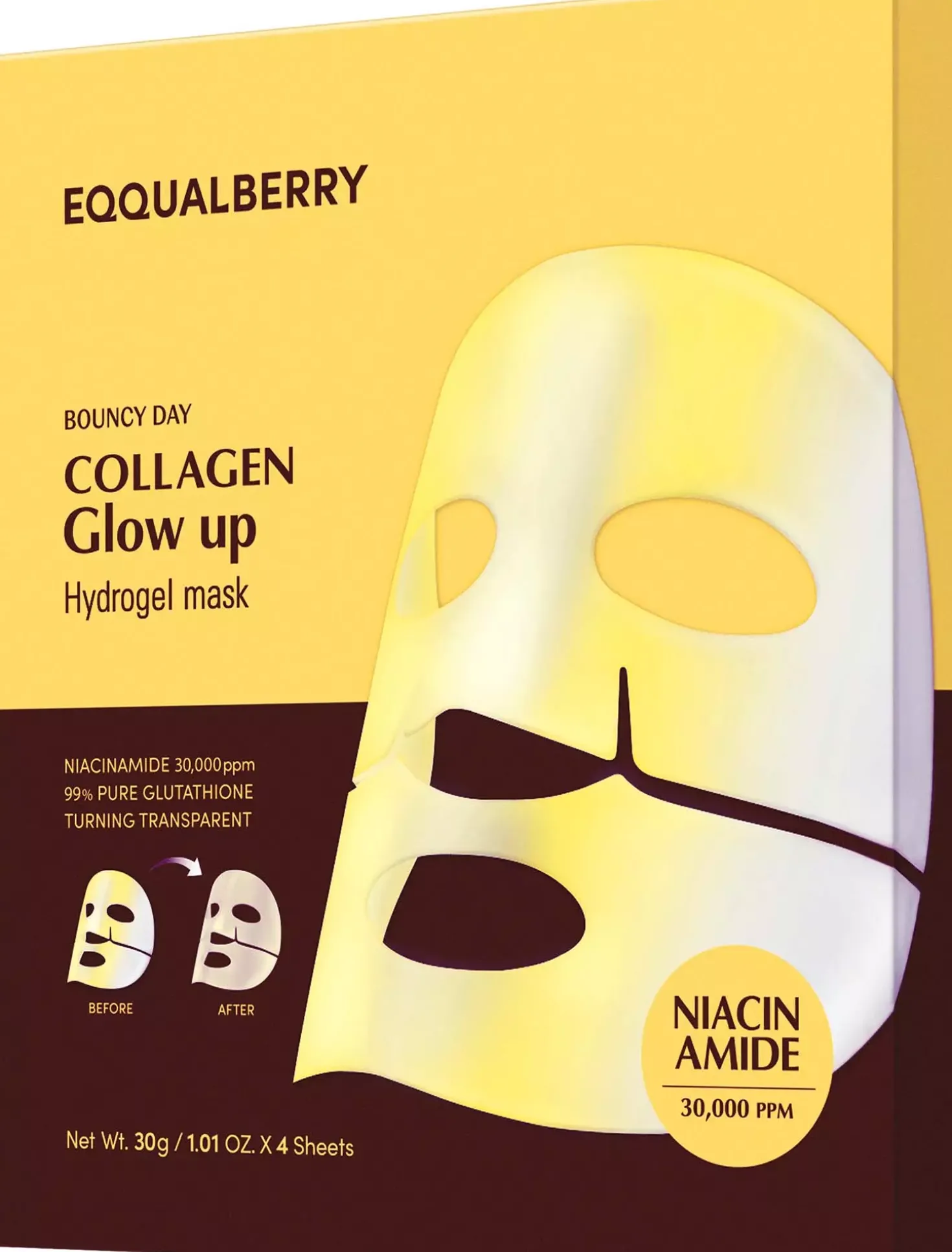 Eqqualberry Collagen Glow Up Hydrogel Mask 4 stk