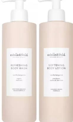Estelle&Thild Organic BeautyVanilla Tangerine Refreshing Body Wash 400 ml & Softening Body Lotion 400 ml