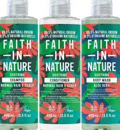 Faith In Nature Bundle Aloe Vera Shampoo 400 ml & Conditioner 400 ml & Body Wash 400 ml