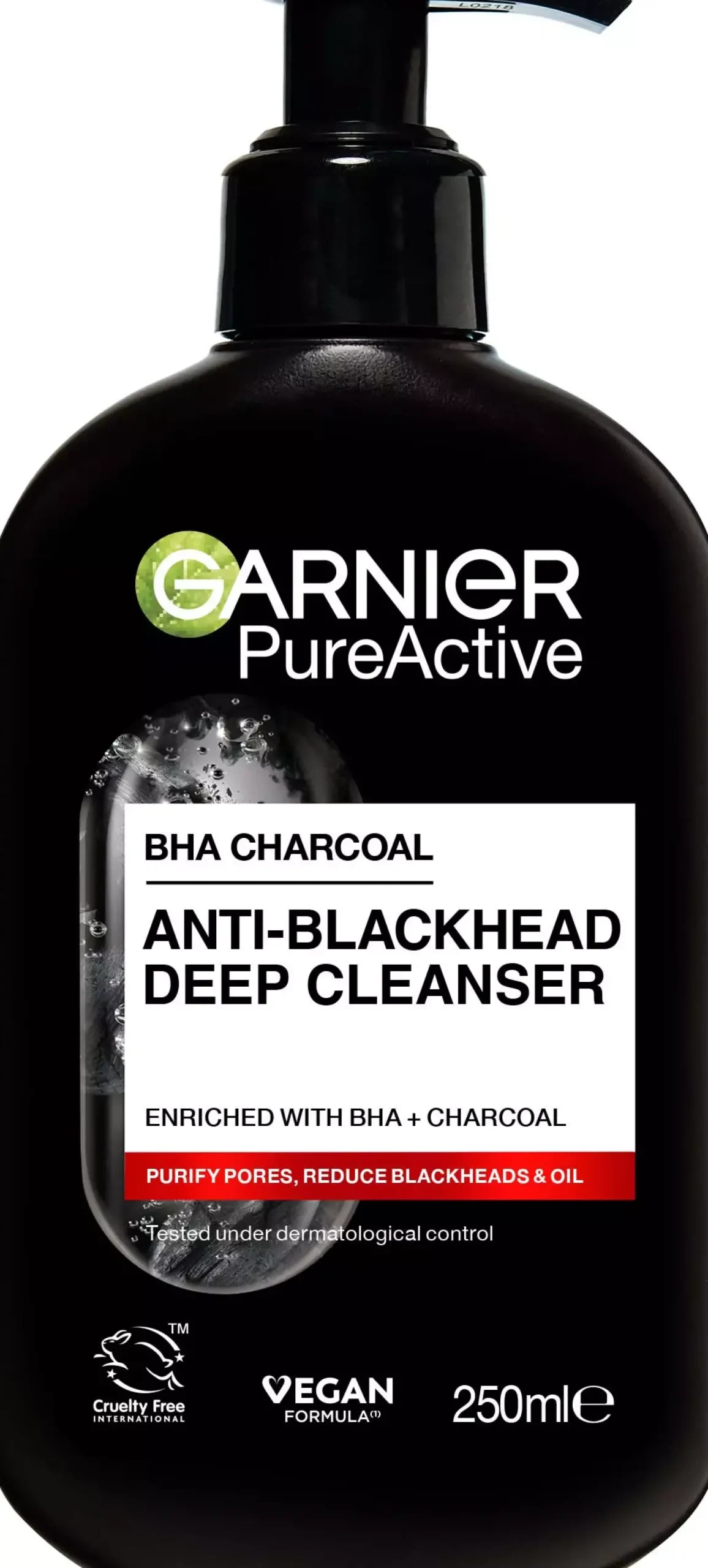GarnierPureActive BHA Charcoal Anti-Blackhead Deep Cleanser For Impure Skin 250 ml