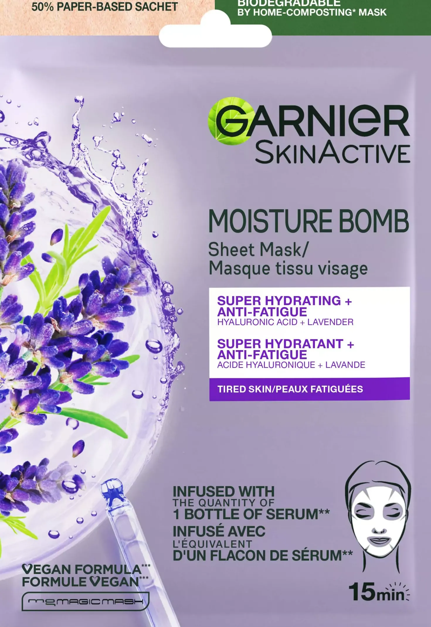 GarnierSkinActive Moisture Bomb Super Hydrating & Anti-Fatigue Sheet Mask for Tired Skin