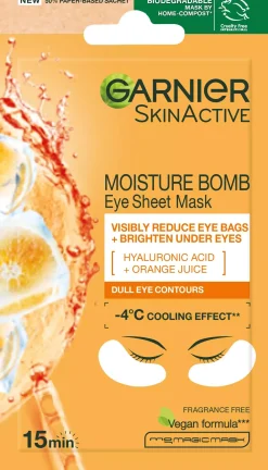 GarnierSkinActive Vitamin C* Brightening & Glow Boosting Eye Sheet Mask for Dark, Dull Undereyes 5 g