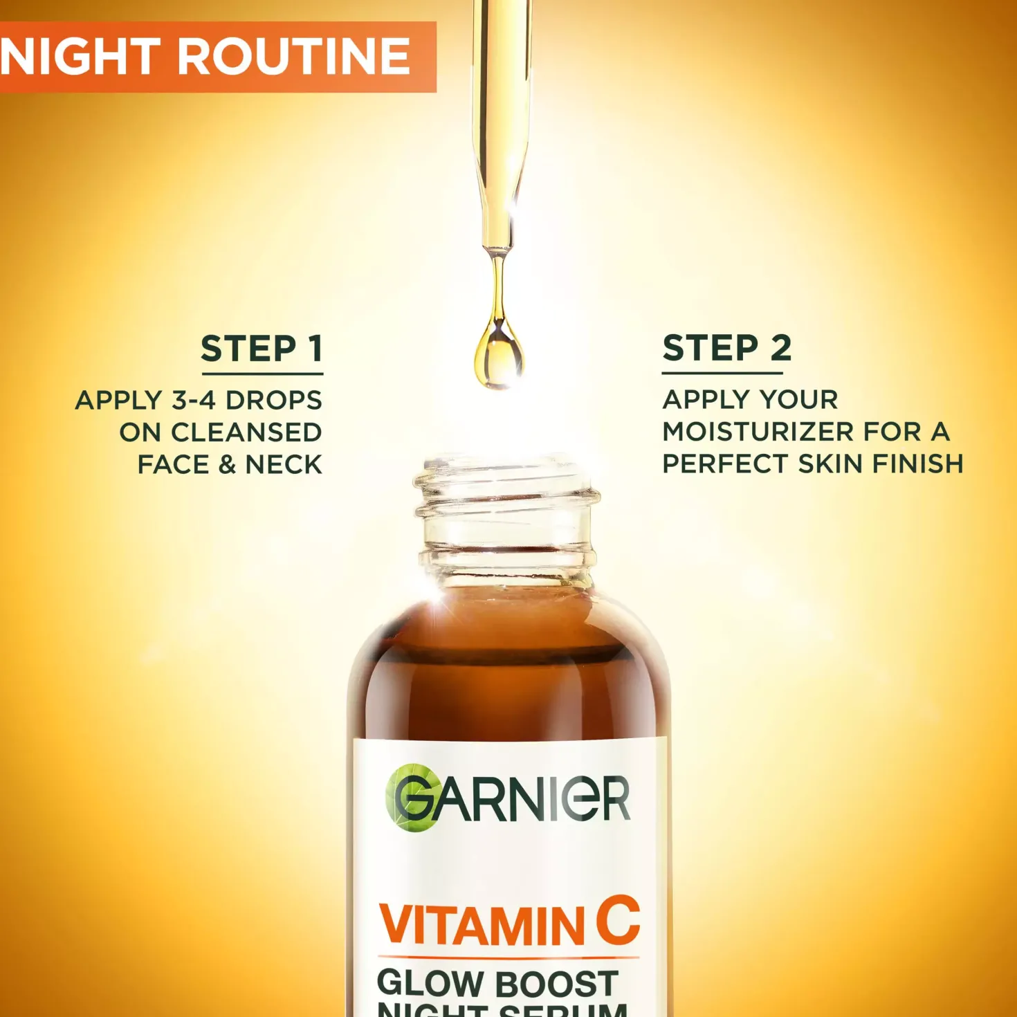Garnier Vitamin C* Glow Boost Night Serum For Dull Skin 30 ml