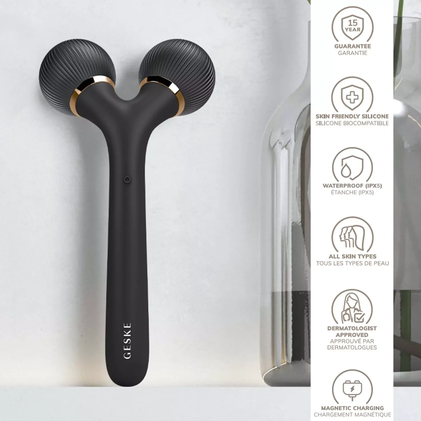 Geske Sonic Facial & Body Roller | 4 in 1 Gray