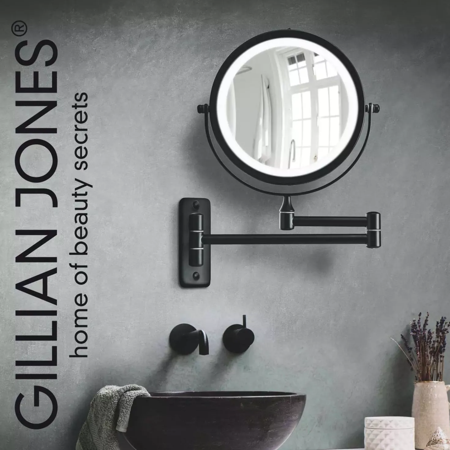 Gillian Jones Double-sided Wall Mirror with LED light Black