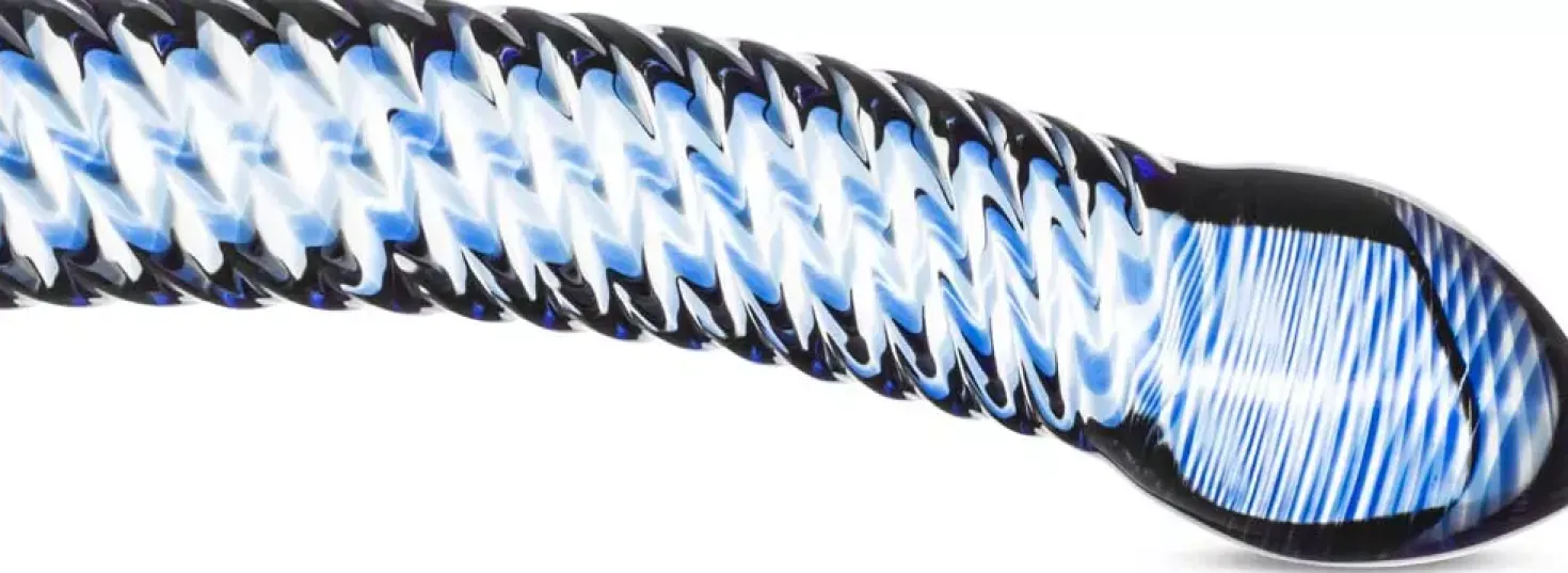 Gläs Blue Swirl Textured Sensual Glass Dildo