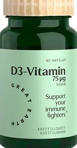 Great Earth Vitamin D3 Vegan 3000 I.E 60 kap