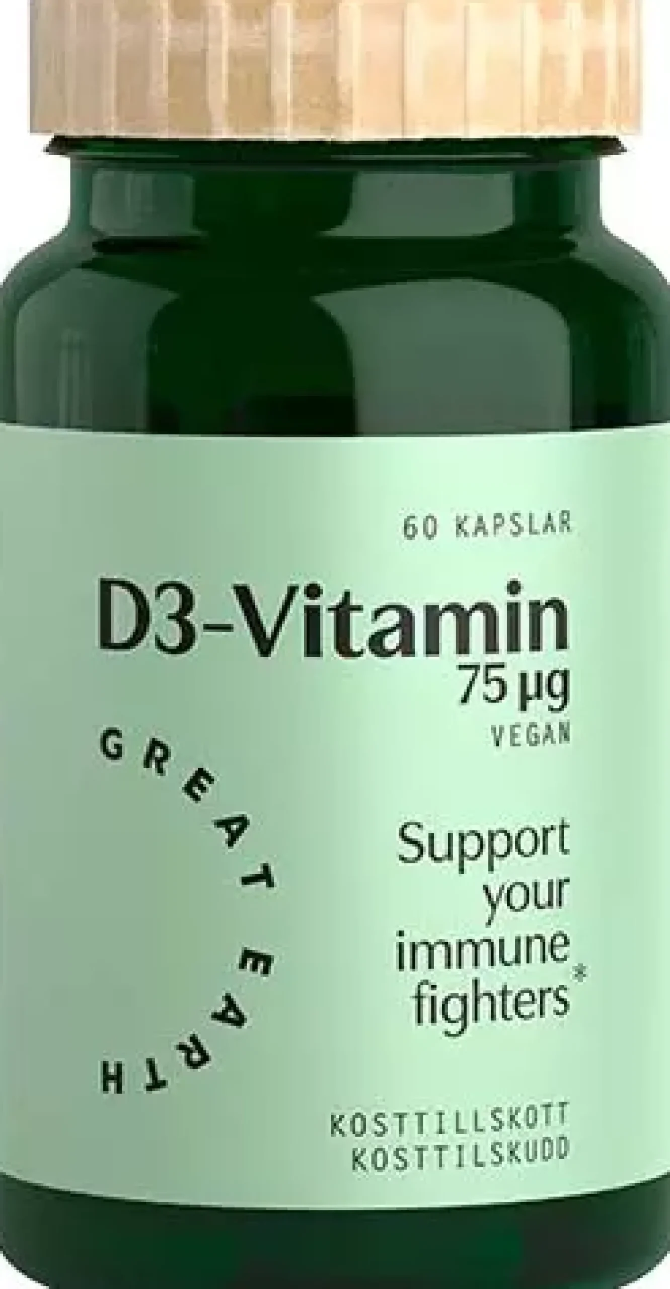 Great Earth Vitamin D3 Vegan 3000 I.E 60 kap