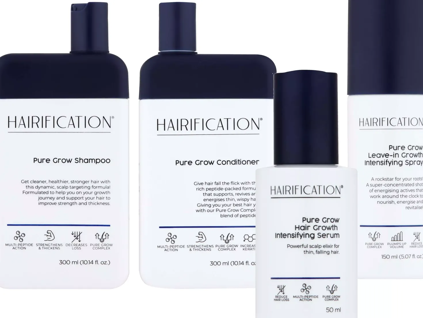 Hairification Pure Grow Bundle Shampoo 300 ml & Conditioner 300 ml & Leave-In 150 ml & Serum 50 ml
