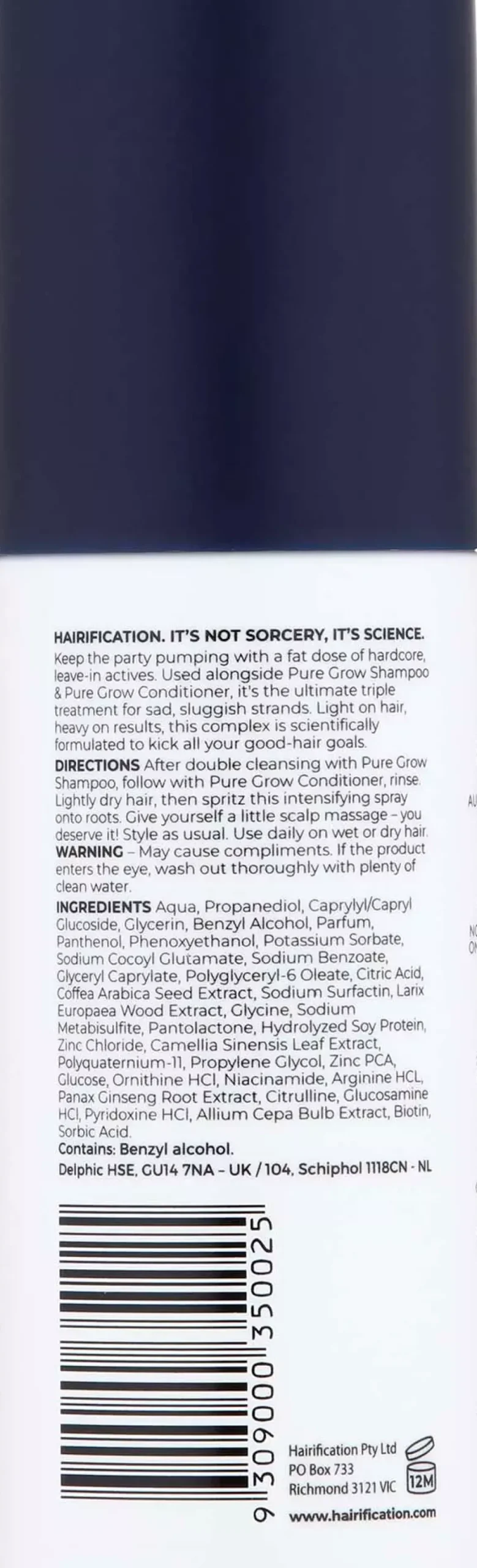 HairificationPure Grow Leave-In Growth Intensifying Spray 150 ml