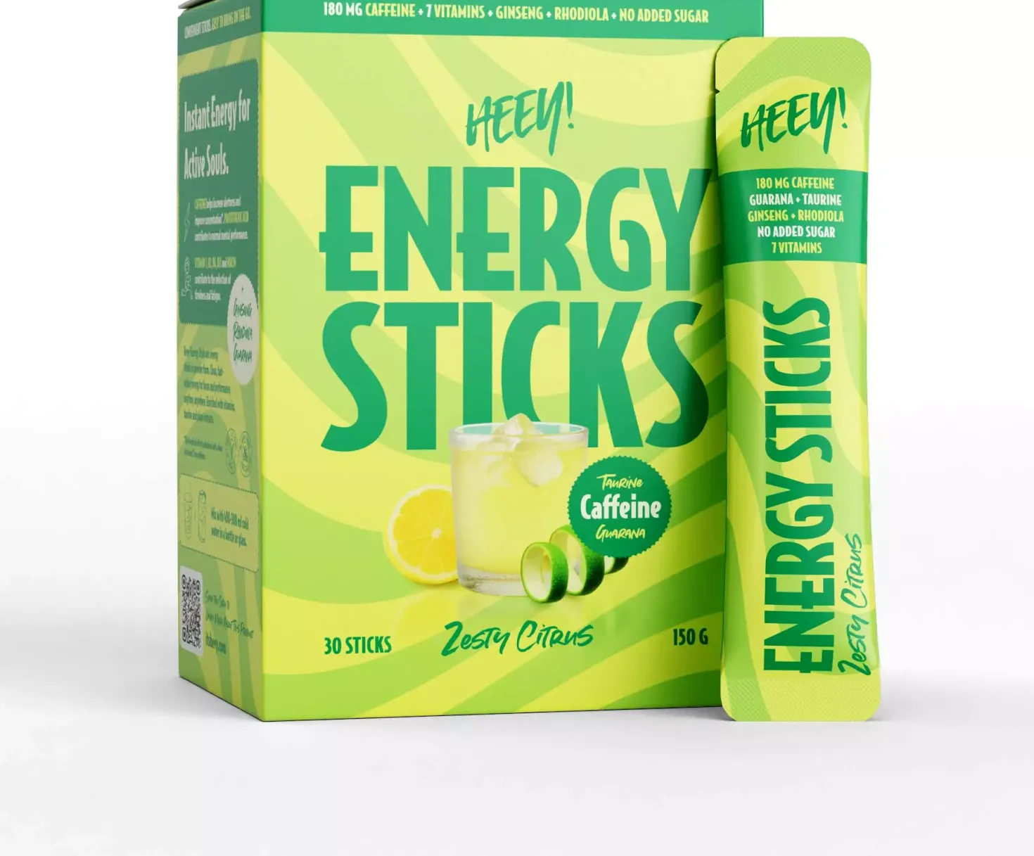 Heey! Energy Sticks Caffeine + Guarana Zesty Citrus 30 stk