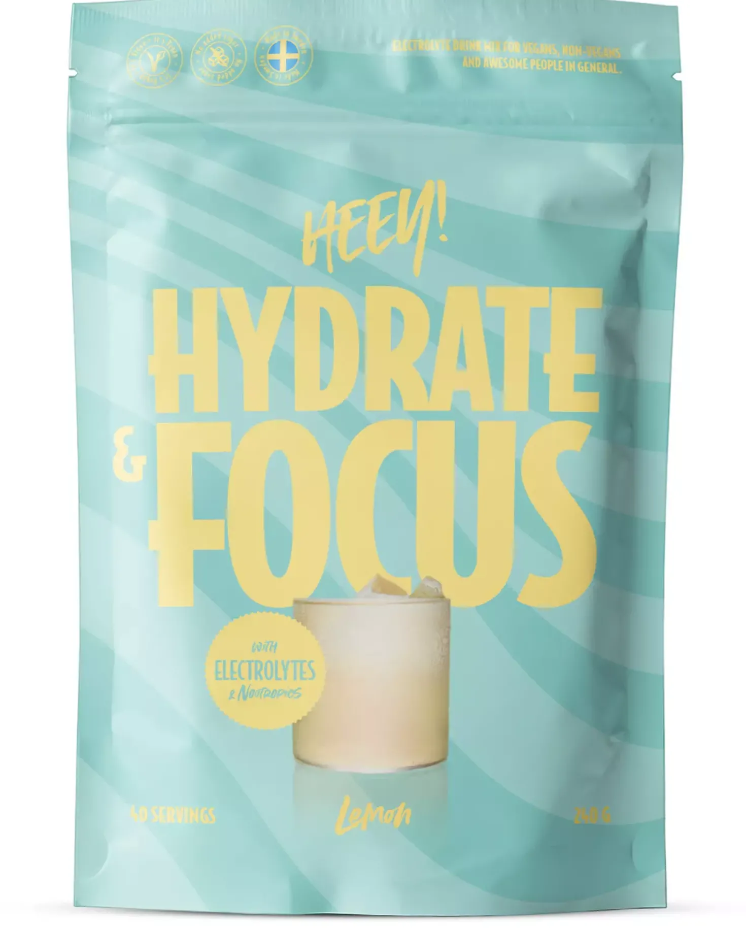 Heey! Hydrate & Focus Electrolytes + Lions Mane Lemon 240 g