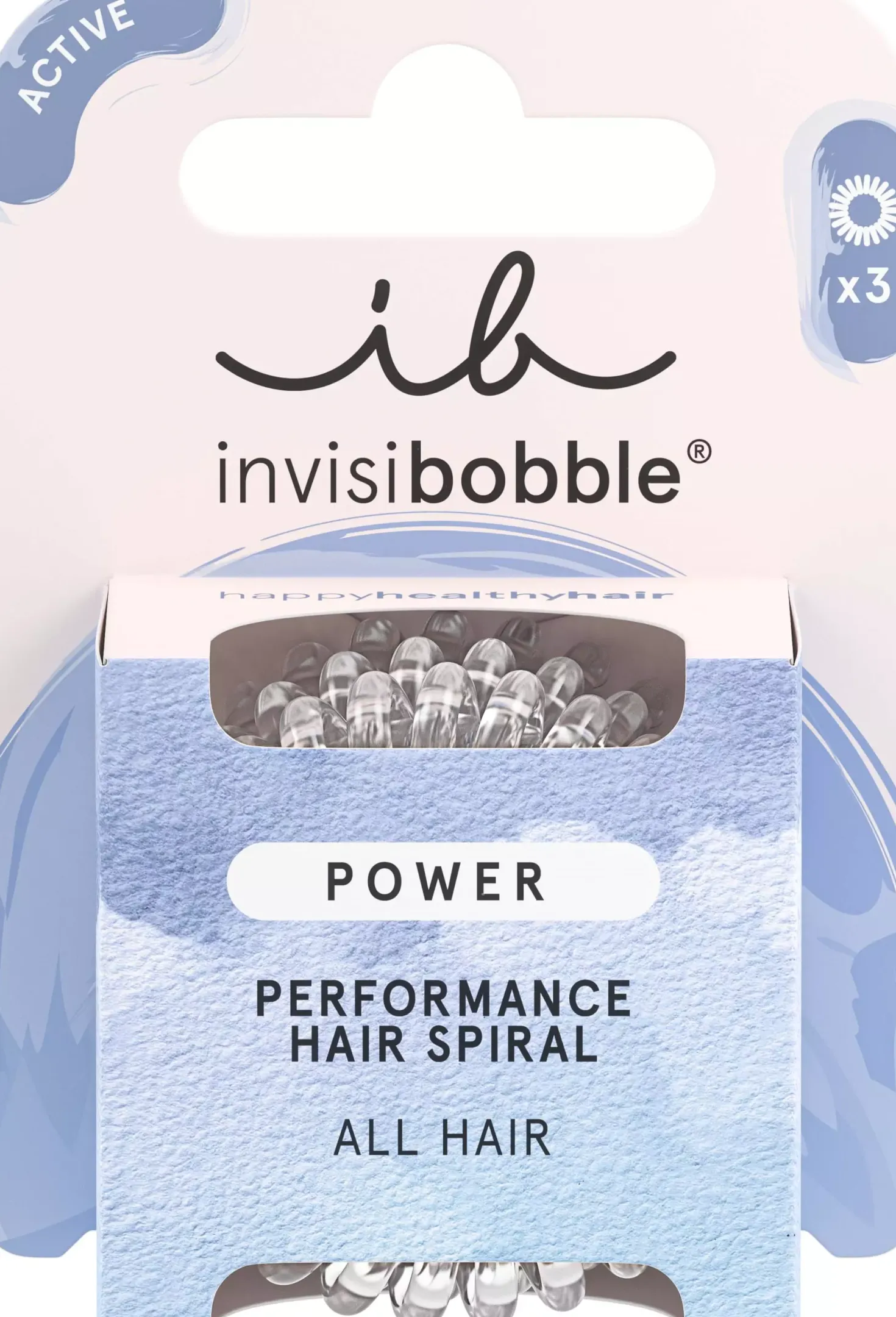 InvisibobbleActive Power Performance Hair Spiral 3 pcs Crystal Clear