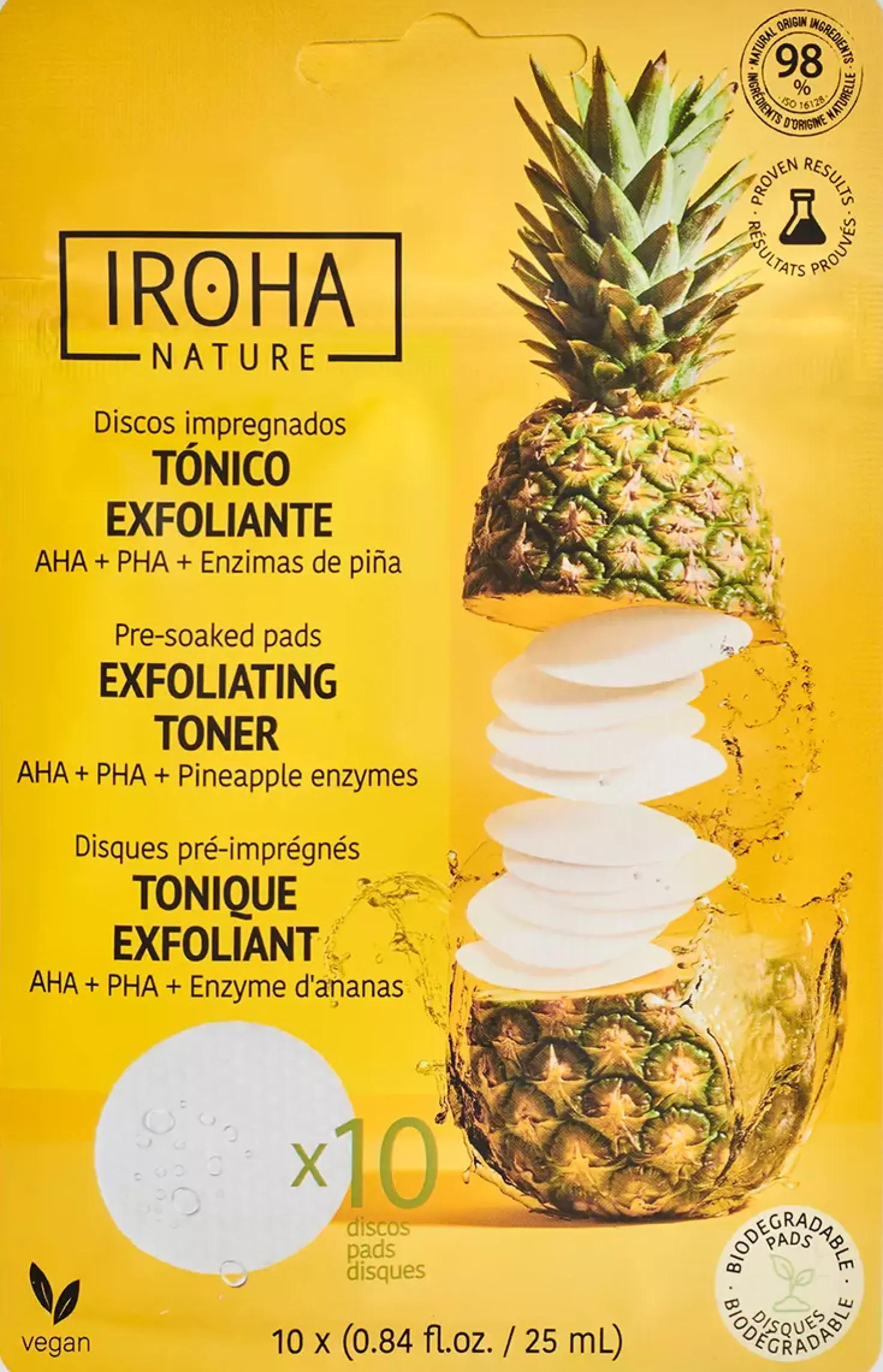 IROHA NATURE Exfoliating Toner Pads AHA + PHA + Pinapple Enzymes