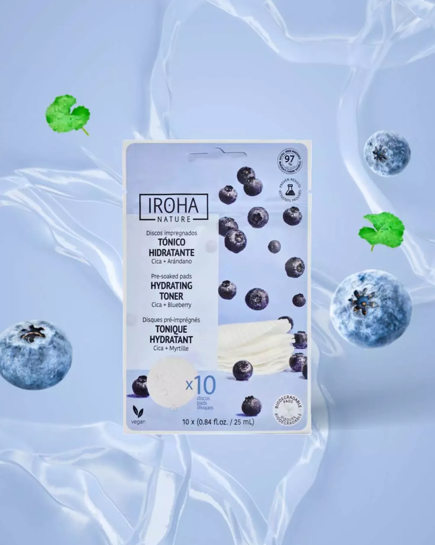 IROHA NATURE Hydrating Toner Pads Cica + Blueberry