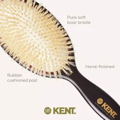 Kent Brushes Classic Shine Medium Soft White Pure Bristle Hairbrush