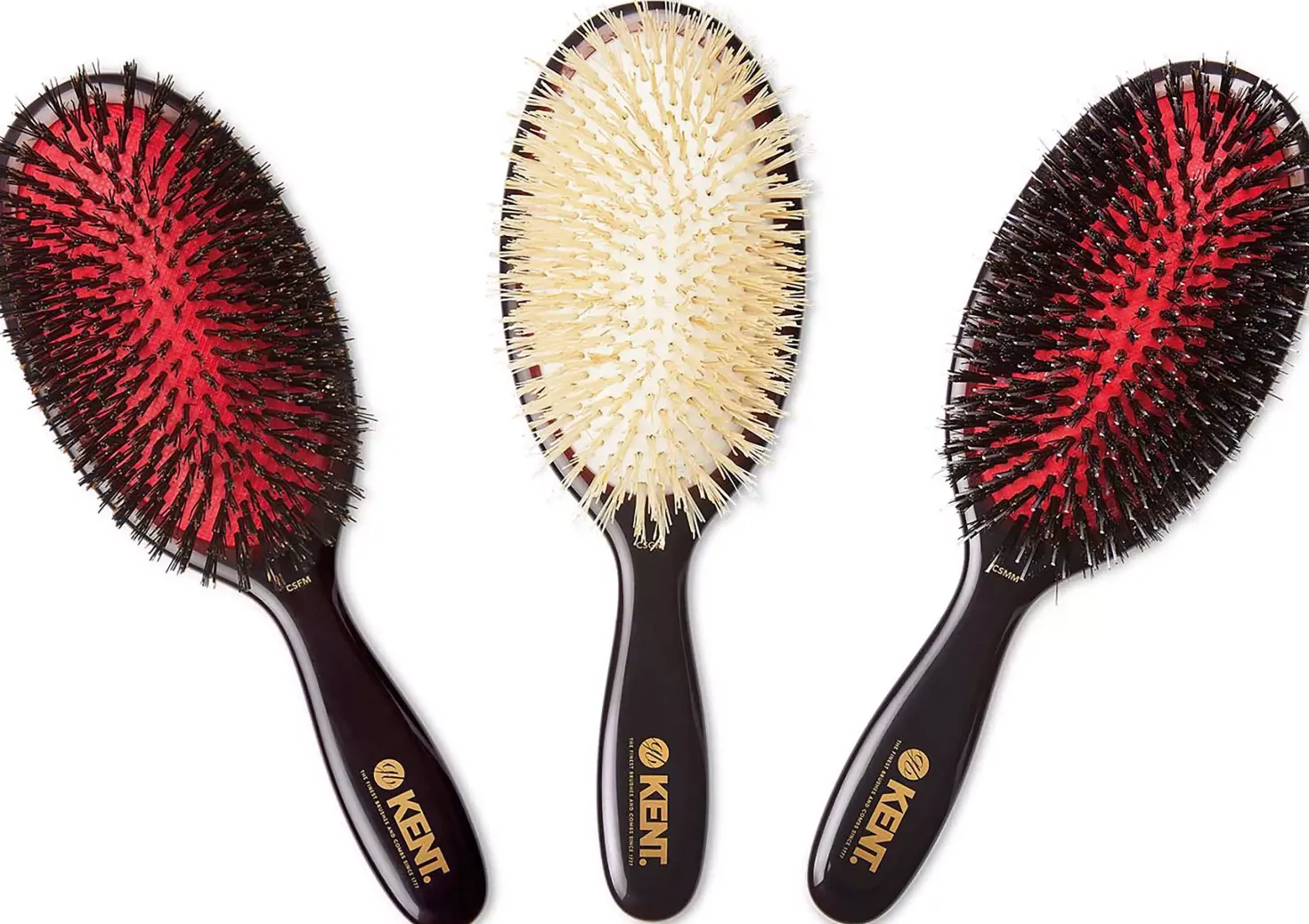 Kent Brushes Classic Shine Medium Soft White Pure Bristle Hairbrush