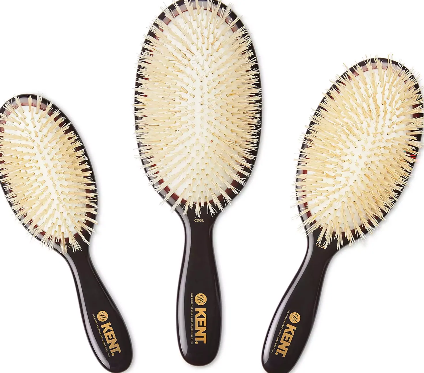 Kent Brushes Classic Shine Medium Soft White Pure Bristle Hairbrush