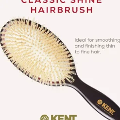 Kent Brushes Classic Shine Medium Soft White Pure Bristle Hairbrush