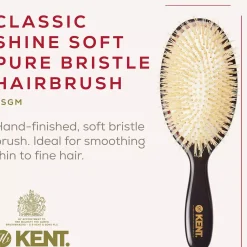 Kent Brushes Classic Shine Medium Soft White Pure Bristle Hairbrush