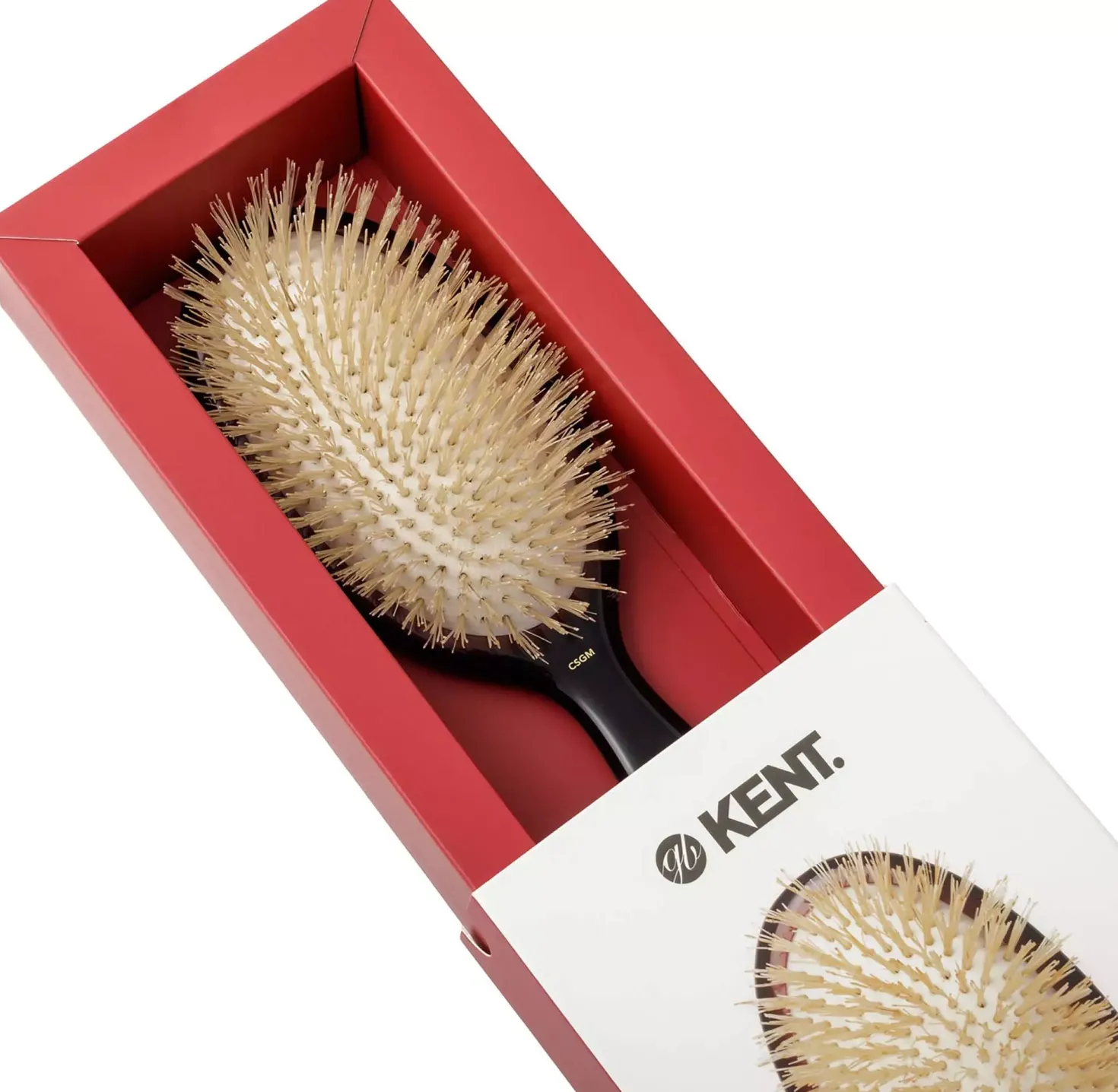 Kent Brushes Classic Shine Medium Soft White Pure Bristle Hairbrush