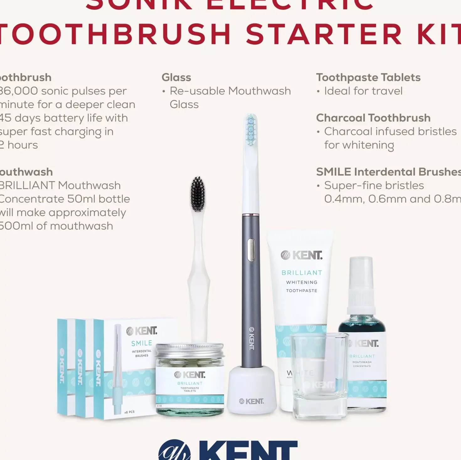 Kent BrushesKent Oral Care SONIK Electric Toothbrush Starter Kit in Graphite