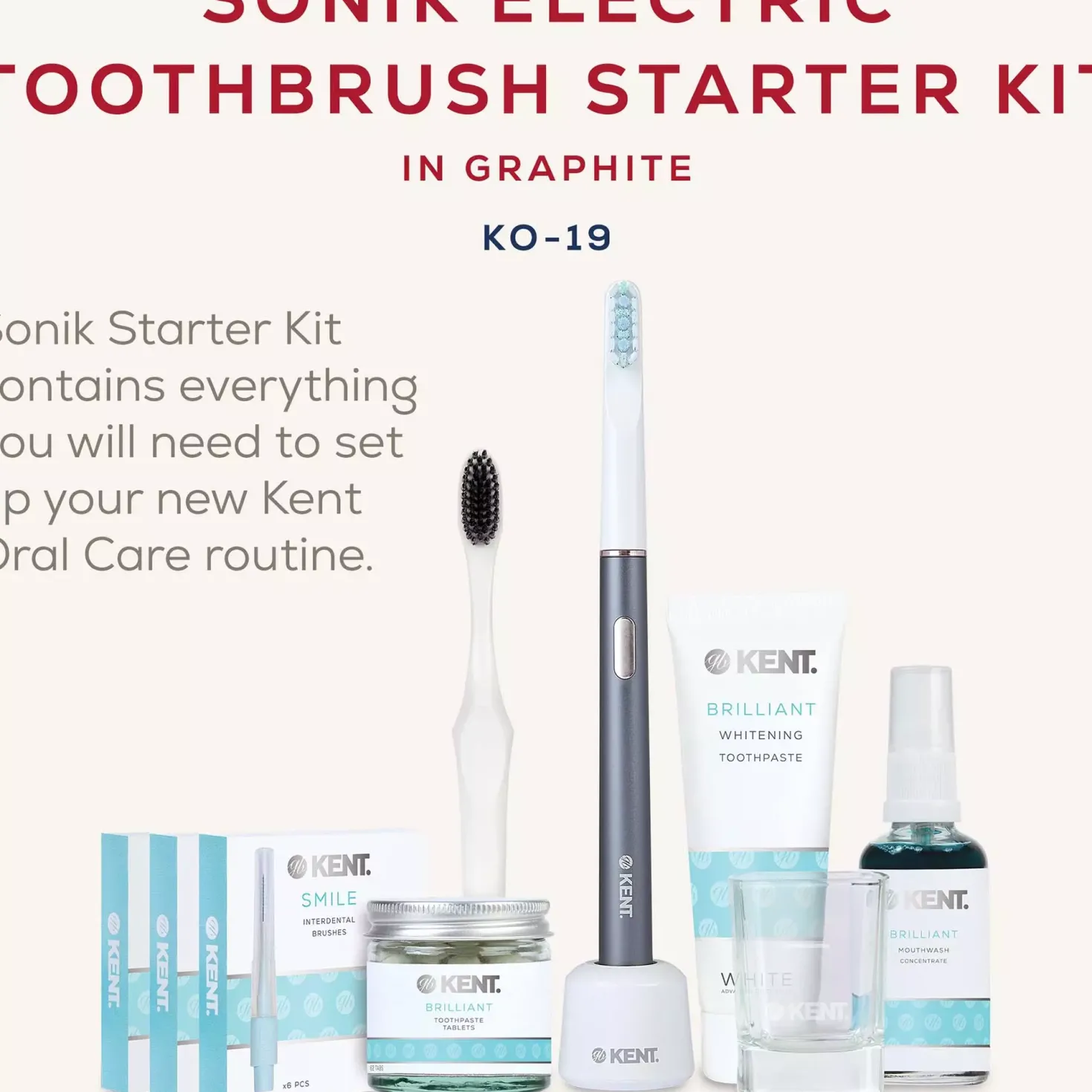 Kent BrushesKent Oral Care SONIK Electric Toothbrush Starter Kit in Graphite