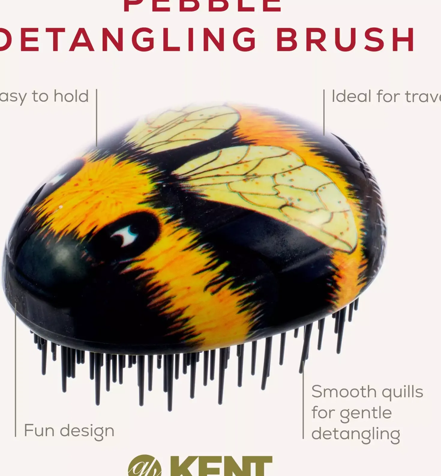 Kent Brushes Pebble Detangling Brush Bumble Bee
