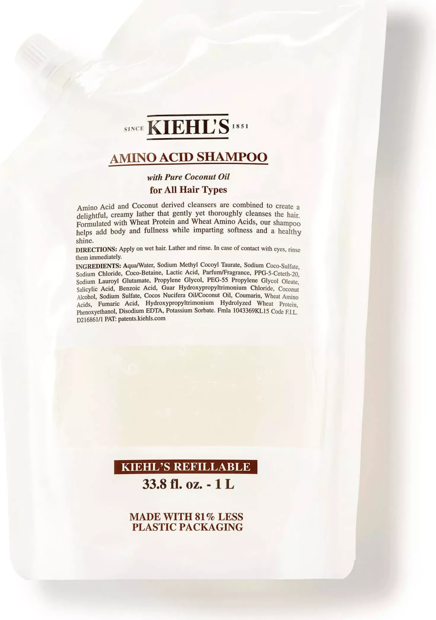 Kiehl's Shampoo with Coconut Oil Refill 1000 ml