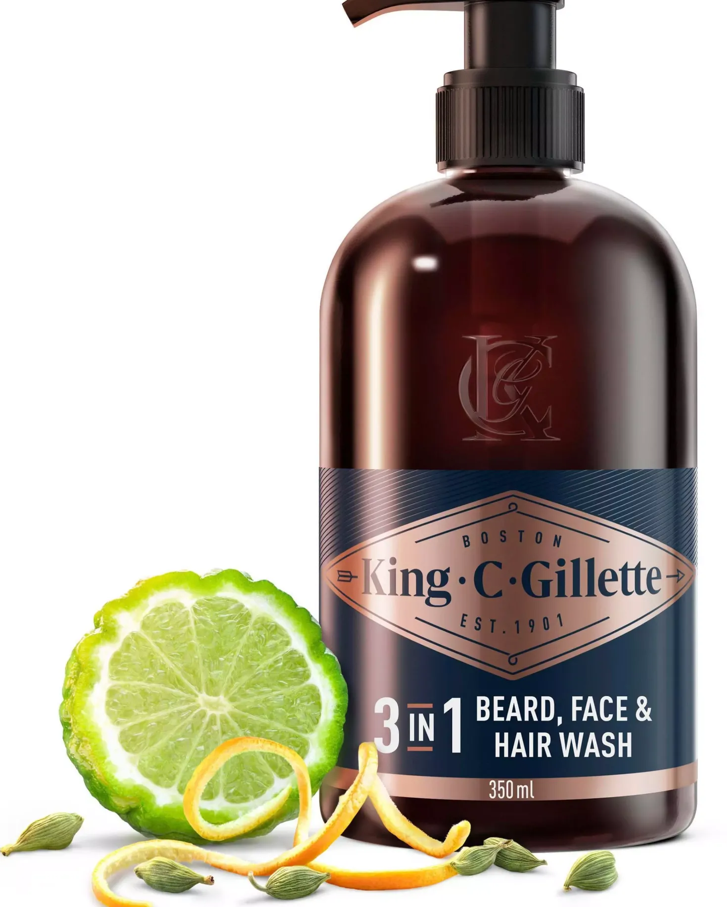King C. Gillette 3in1 Beard, Face & Hair Wash 350 ml