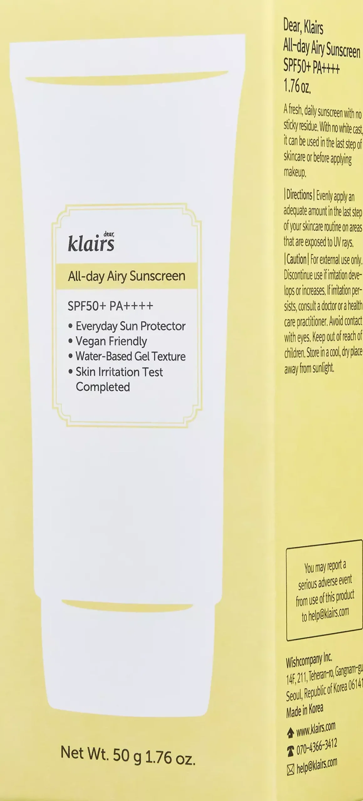 Klairs All-day Airy Sunscreen 50 ml