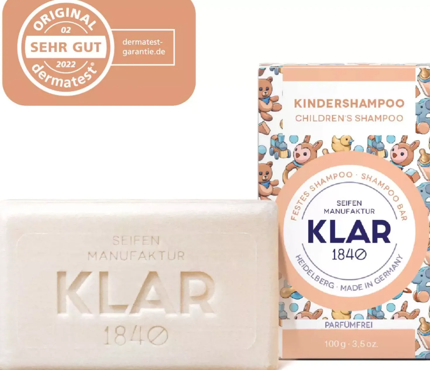 Klar Seifen Childrens Shampoo Bar - Fragrance Free 100 g