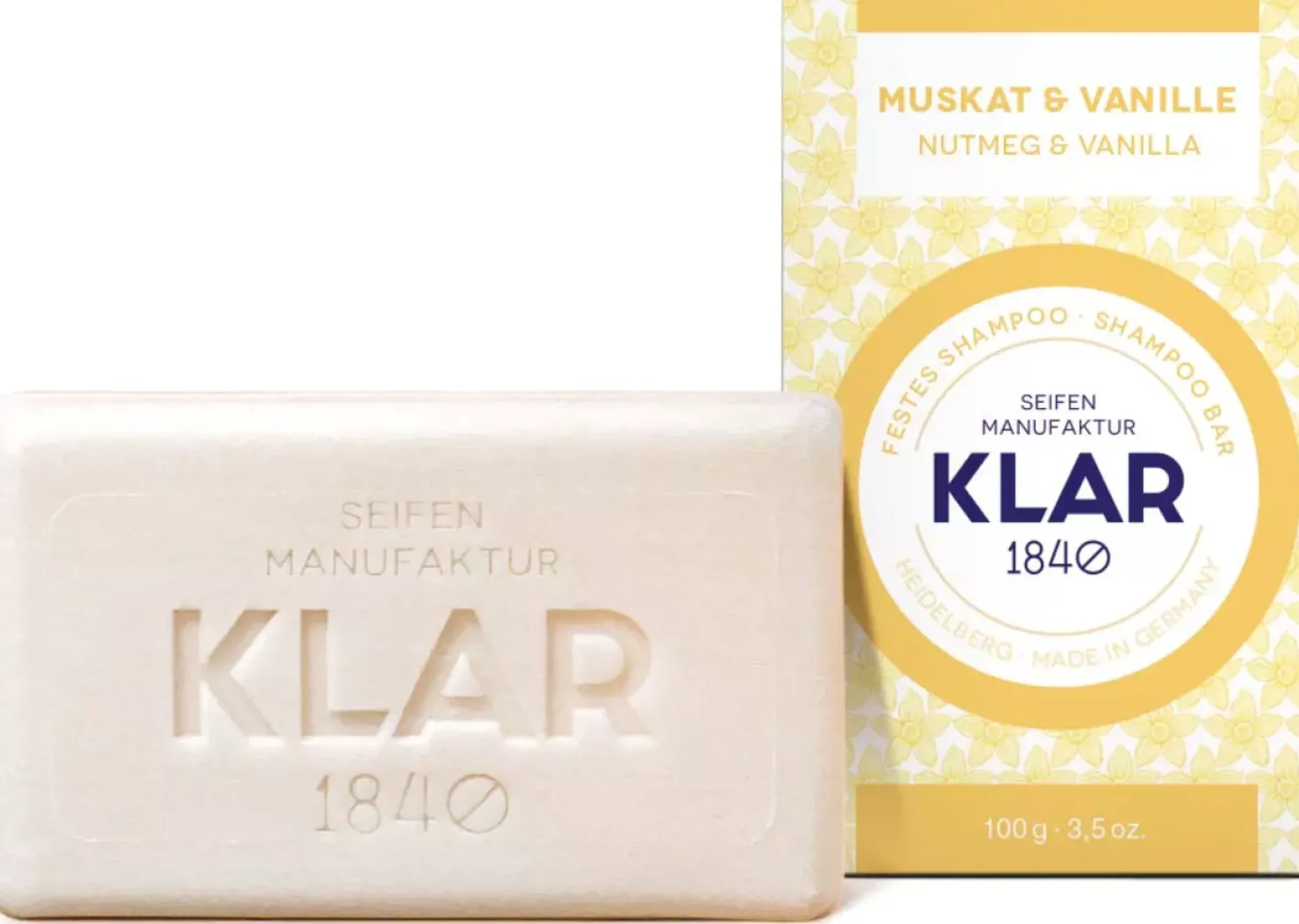 Klar Seifen Nutmeg & Vanilla Shampoo Bar 100 g