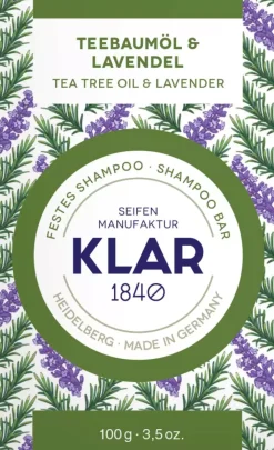 Klar Seifen Tea Tree Oil & Lavender Shampoo Bar 100 g