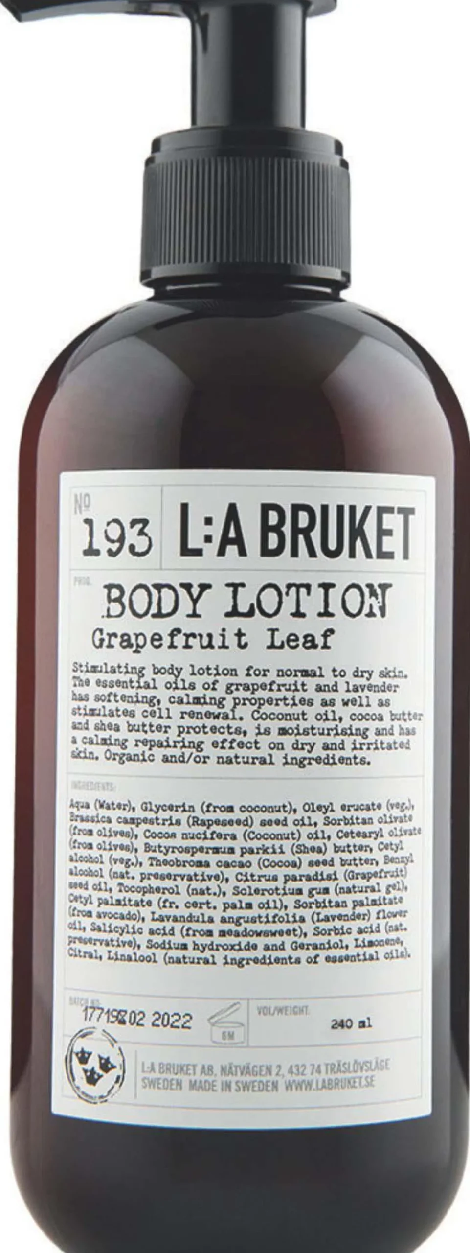 L:a Bruket Body Lotion Grapefruit Leaf CosO 240 ml