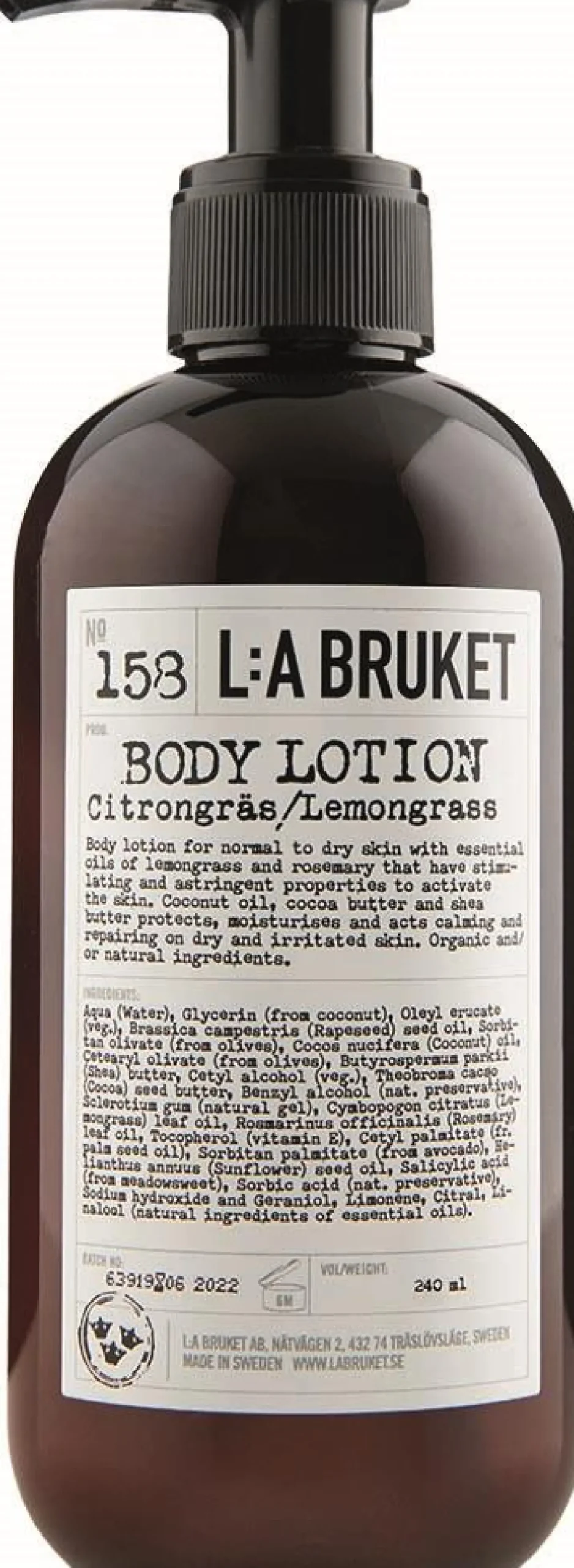 L:a Bruket 158 Bodylotion Lemongrass CosN 240 ml