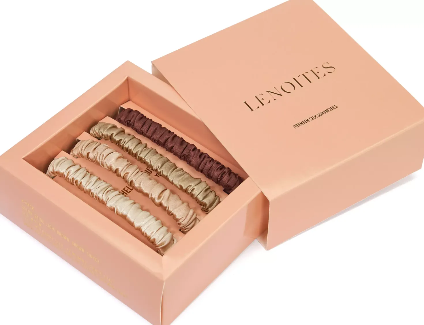Lenoites Mulberry Silk Skinny Scrunchies White, Cream White