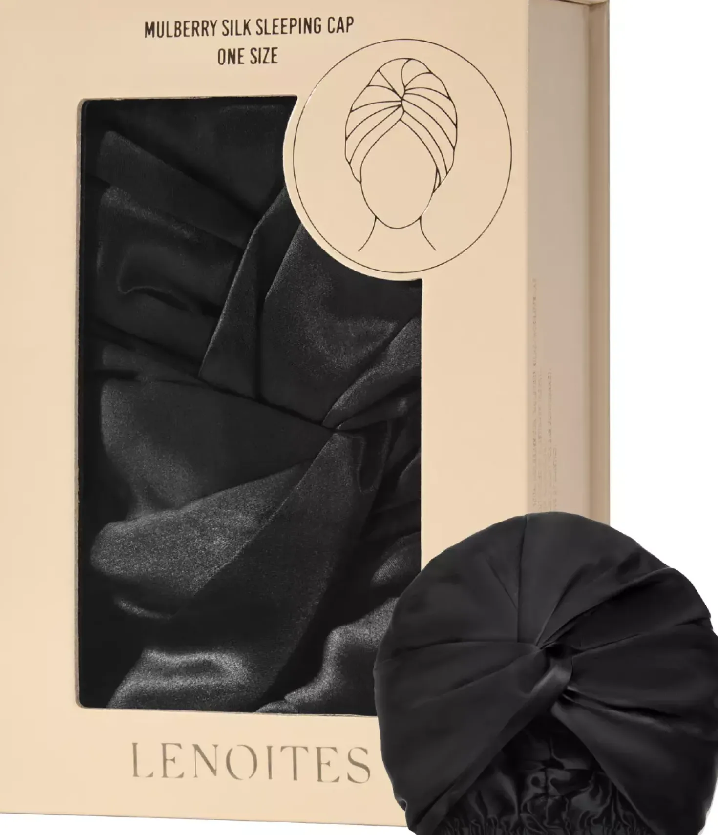 Lenoites Mulberry Silk Sleeping Cap Black