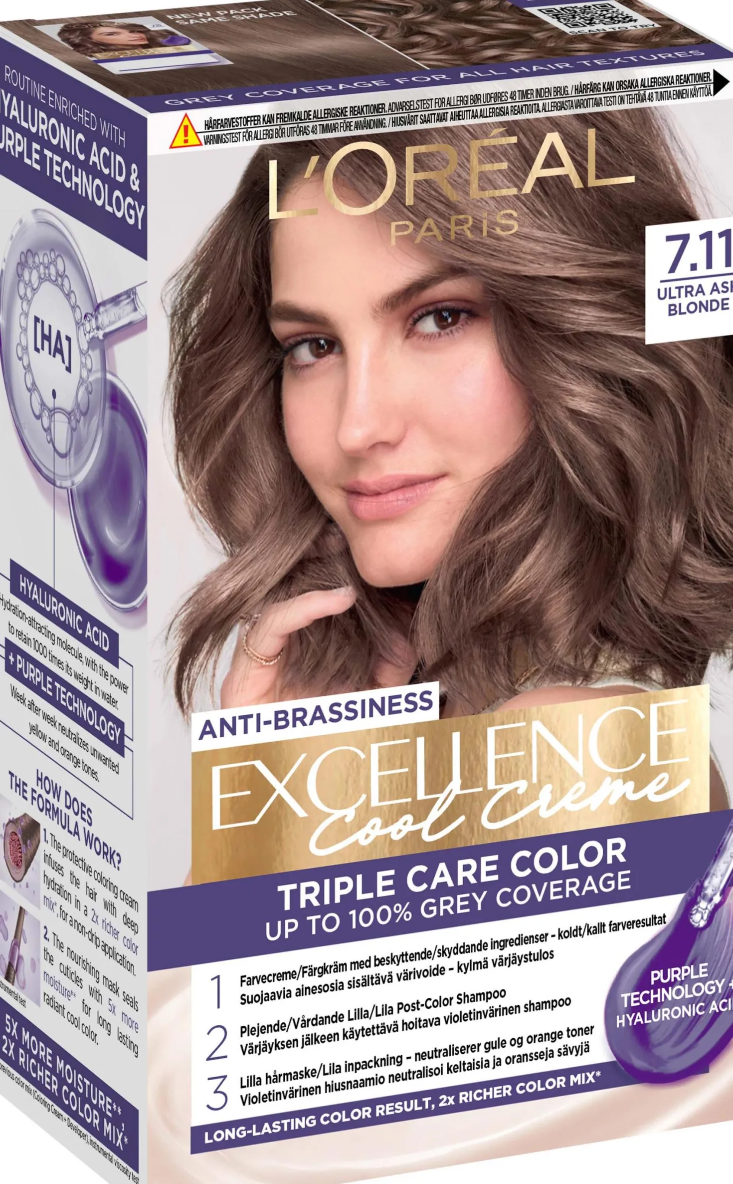 Loreal ParisExcellence Cool Creme Triple Care Color 5,11 Ultra Ash Light Brown
