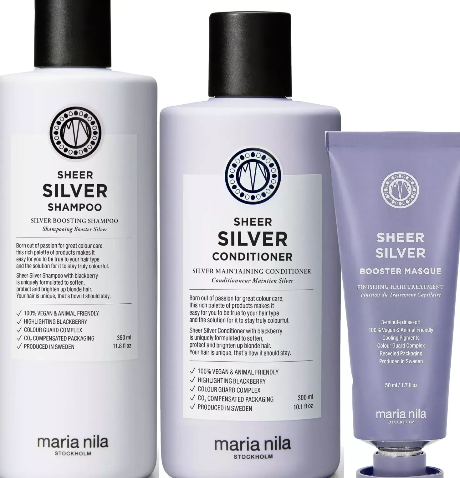 maria nilaSheer Silver Bundle Shampoo 350 ml & Conditioner 300 ml & Masque 50 ml