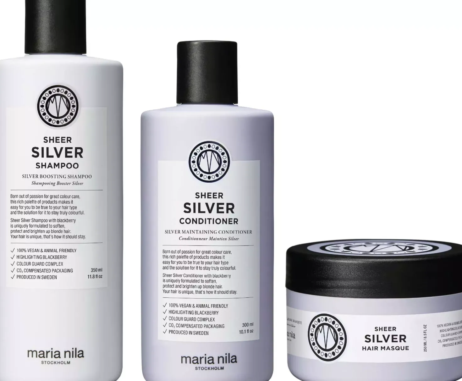 maria nilaSheer Silver Bundle Shampoo 350 ml & Conditioner 300 ml & Masque 250 ml