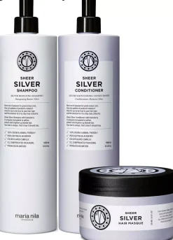 maria nilaSheer Silver Bundle Shampoo 1000 ml & Conditioner 1000 ml & Masque 250 ml