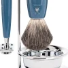 Mühle Rytmo Safety Razor Shaving Set Pure Badger Resin Petrol Blue