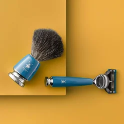 Mühle Rytmo Safety Razor Shaving Set Pure Badger Resin Petrol Blue