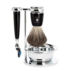 Mühle Rytmo Set Razor Fusion™ + Shaving Brush + Bowl High-grade Resin Pure Badger Black
