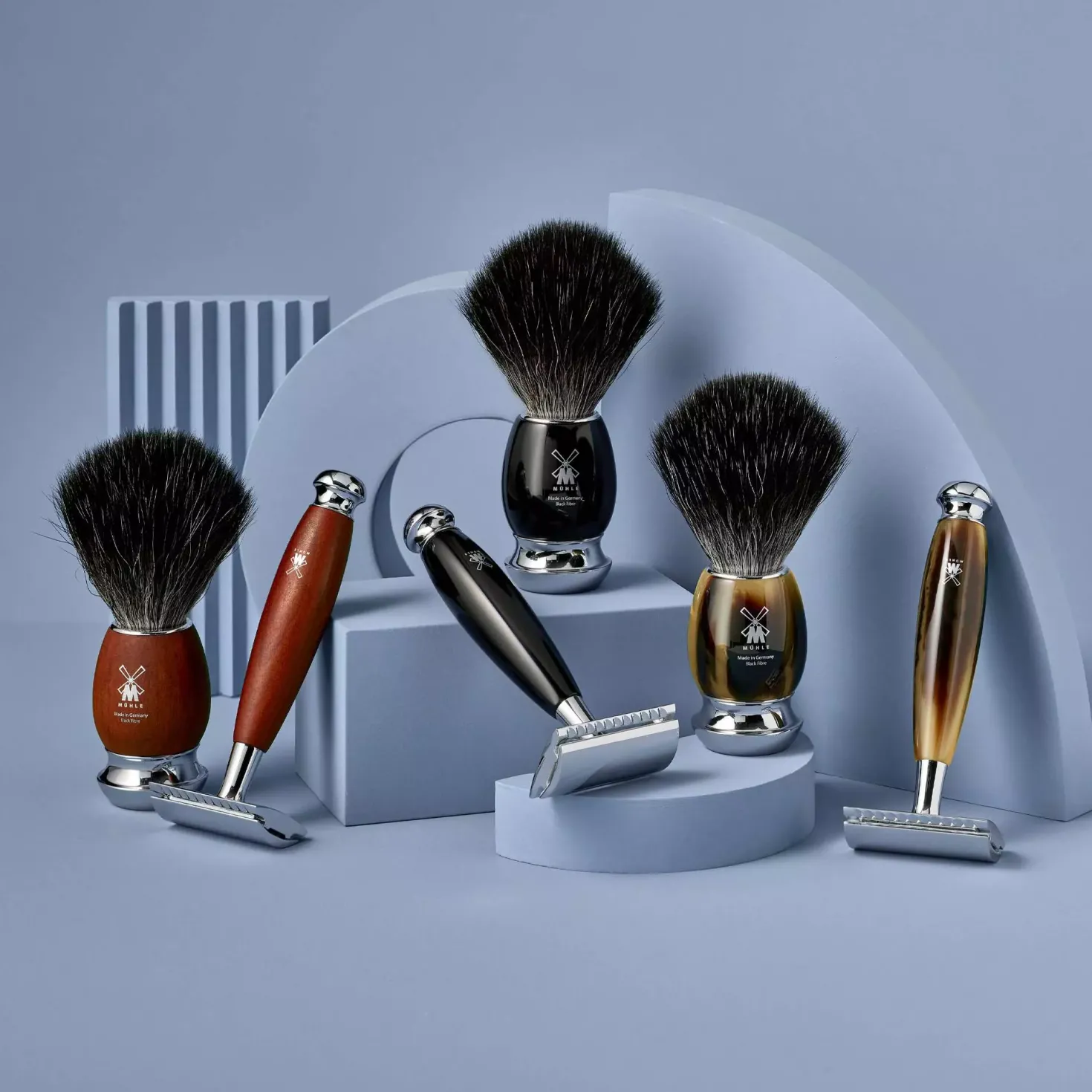 MühleVIVO Shaving Set Plum Wood Black Fibre Safety Razor