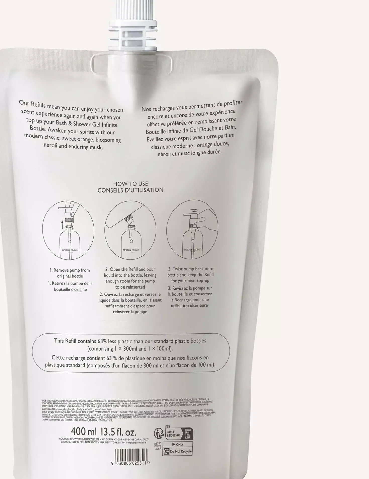 Molton Brown Orange & Bergamot Bath & Shower Gel Refill Pouch