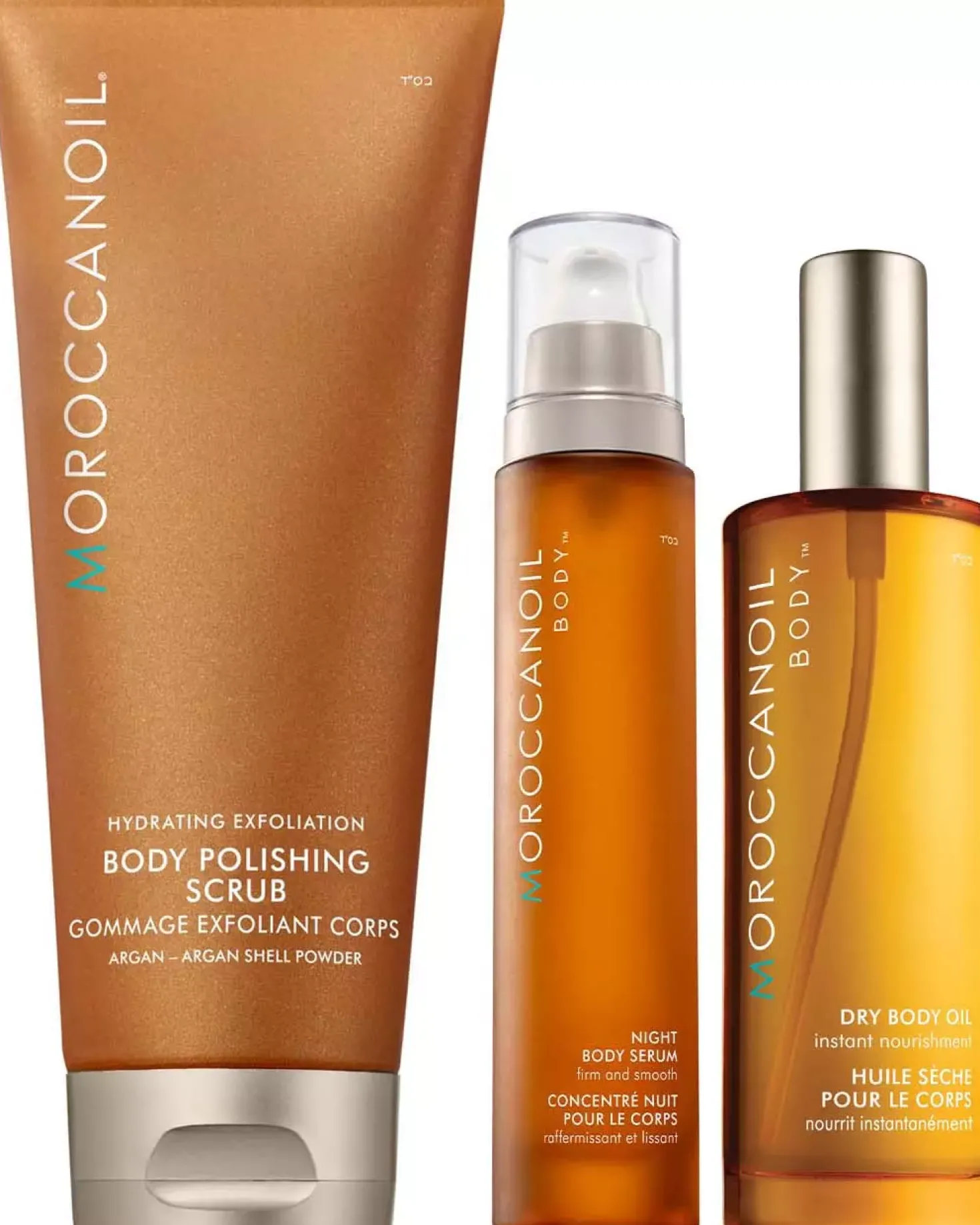 Moroccanoil Bundle Body Scrub 200 ml & Night Body Serum 100 ml & Dry Body Oil 100 ml