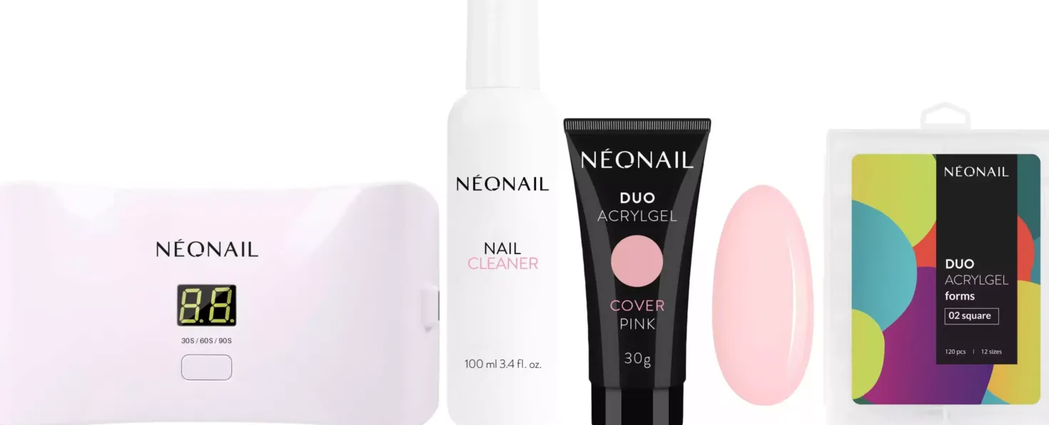 NEONAIL Nail Extention Kit With Duo Acrylgel Cover Pink & Square Forms