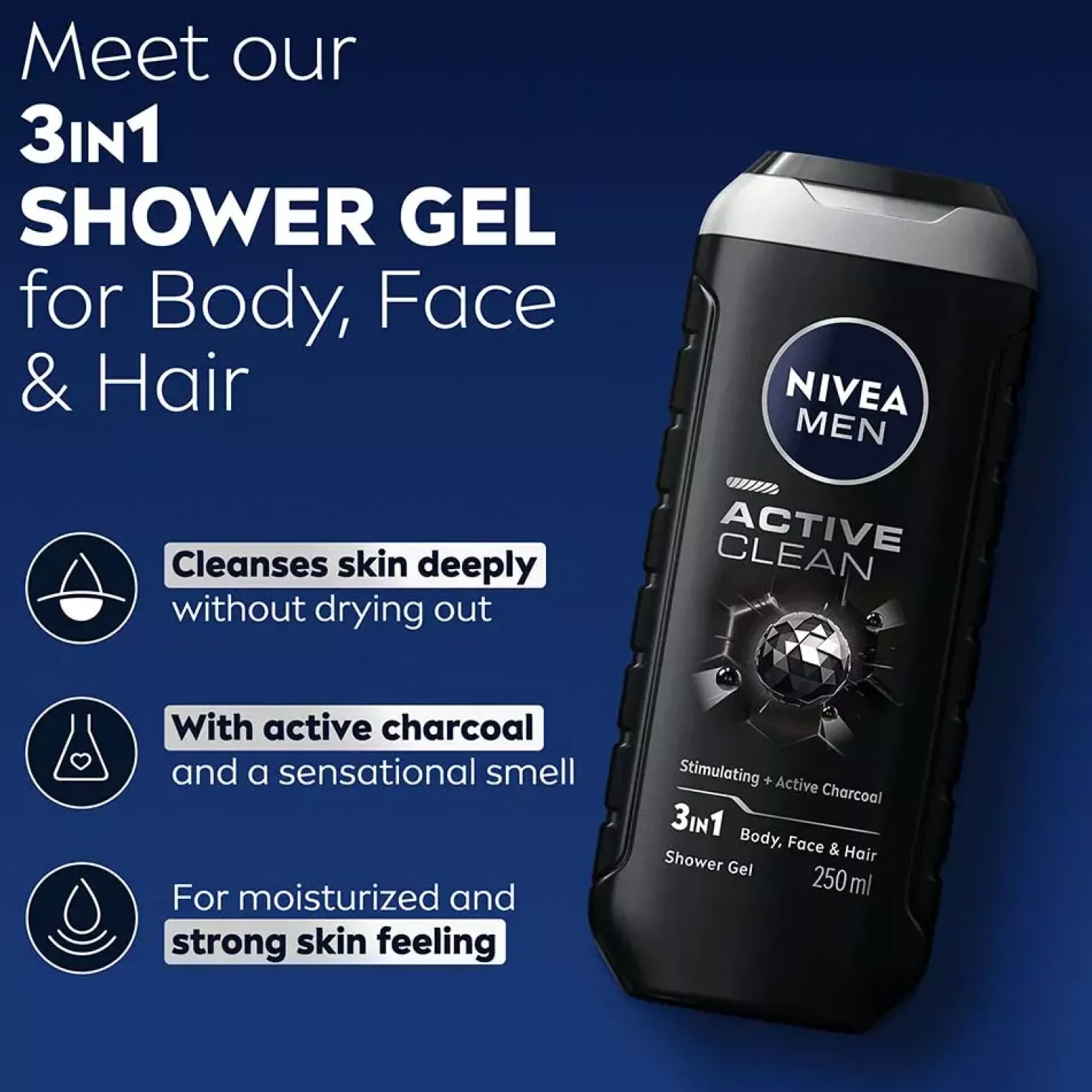 NIVEAMEN Active Clean Shower Gel 250 ml